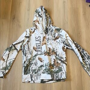Cabela's White, Green & Brown Camo Hooded Pullover With Cotton Lining L
